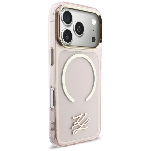 Etui Karl Lagerfeld IML KL Script Logo    MagSafe do iPhone 17 Pro Max różowy - imagine 4
