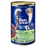 OptiVital puszka -soczyste kawałki dla dorosłych psów z cielęciną oraz  wątróbką drobiową w sosie 1250g