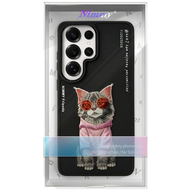 Etui Nimmy Glasses Cool Cat do Samsung    Galaxy S26 Ultra czarny - imagine 6