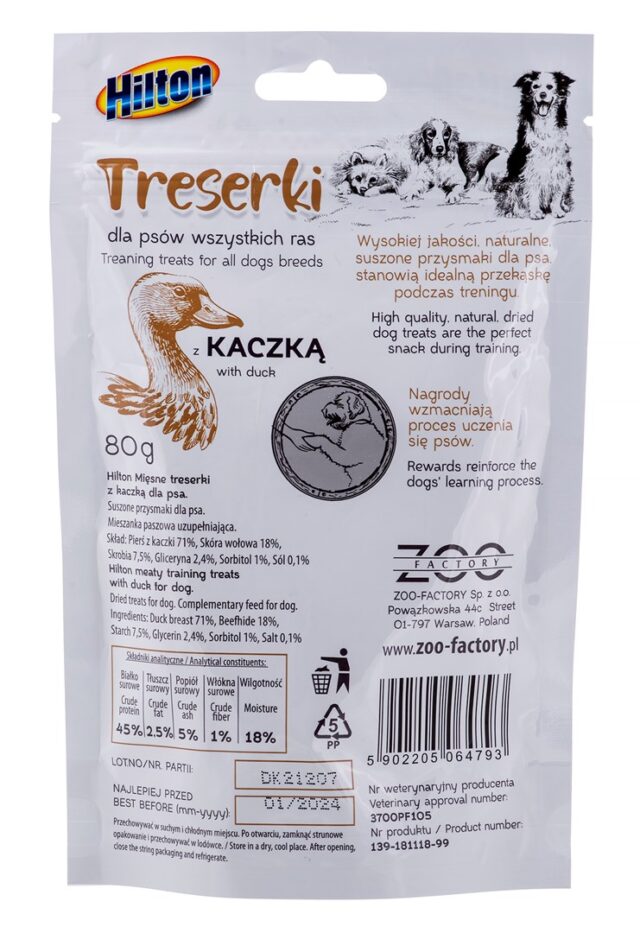 HILTON Treaning treats Duck - Dog treat - 80g - imagine 3