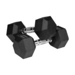 REBEL ACTIVE Rubber-coated cast iron dumbbells 2x9 kg - imagine 2