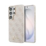 Guess PU 4G Script Metal Logo Magnetic Zadní Kryt pro Samsung Galaxy S26 Ultra Pink