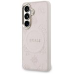 Case Guess Saffiano Peony Embossed Ring  MagSafe for Samsung Galaxy S26 pink - imagine 2