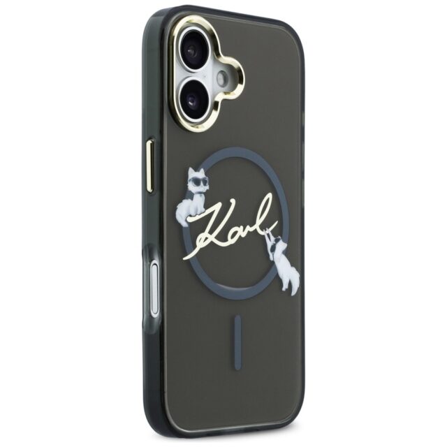 Case Karl Lagerfeld IML Choupettes Karl  Script Logo MagSafe for iPhone 17 black - imagine 4