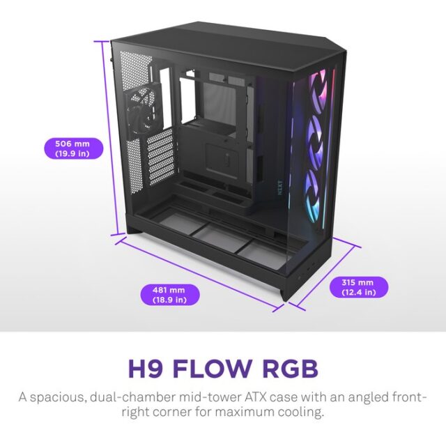 NZXT H9 Flow RGB+ Midi Tower Black - imagine 10