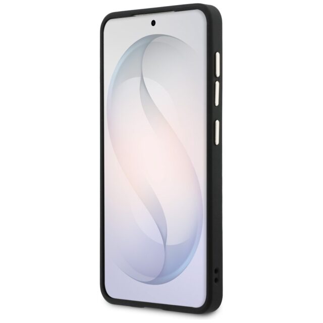 Case Guess Saffiano Peony Embossed Ring  MagSafe for Samsung Galaxy S26 black - imagine 5