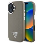 Guess PU Grained Triangle Logo MagSafe Zadní Kryt pro iPhone 16 Brown