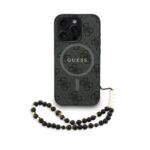 Guess PU Leather 4G Colored Ring Strap MagSafe Zadní Kryt pro iPhone 15 Pro Max Black