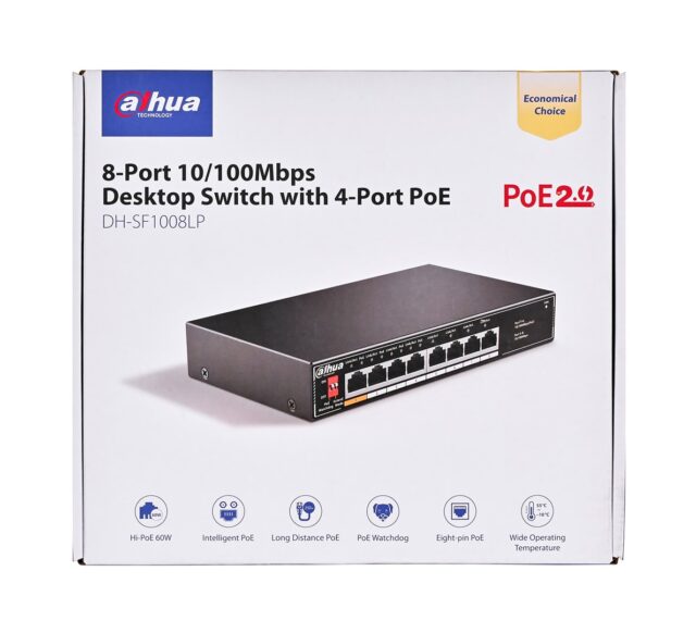 Dahua Technology PoE SF1008LP Unmanaged L2 Fast Ethernet (10/100) Power over Ethernet (PoE) Black - imagine 5