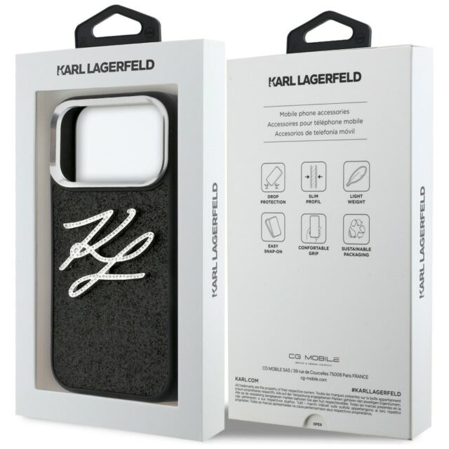 Etui Karl Lagerfeld IML Glitter KL        Diamond Logo do iPhone 17 Pro czarny - imagine 8