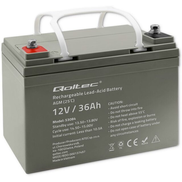 Qoltec  Akumulator AGM | 12V | 36Ah | Bezobsługowy | Wydajny | LongLife | do UPS  skutera - imagine 9