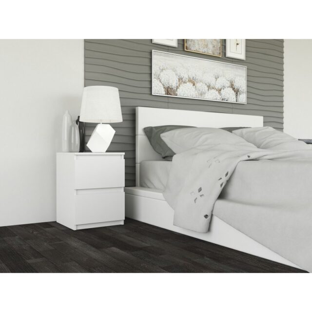 Topeshop M2 BIEL nightstand/bedside table 2 drawer(s) White - imagine 6