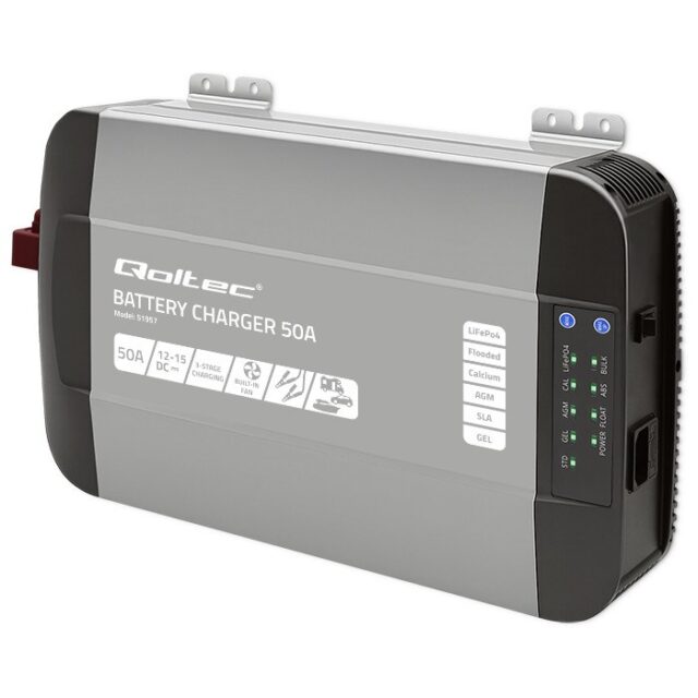 Qoltec Intelligent Professional Monolith Battery Charger for LiFePO4 AGM GEL SLA batteries | 50A | 12V - imagine 9