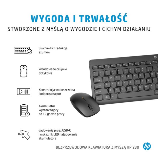 SET MOUSE+KEYBOARD HP 230 COMBO 18H24AA - imagine 6