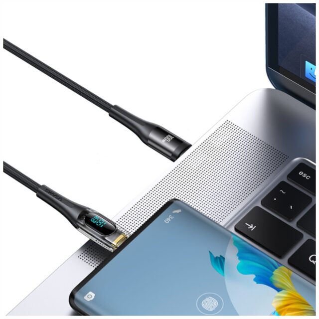 Cable USAMS Shadow Series US-SJ591 PD 100W with display USB-C to USB-C 2m black - imagine 5