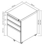 Under-desk cabinet metal container with lock Maclean  on wheels  black  MC-850 - imagine 2