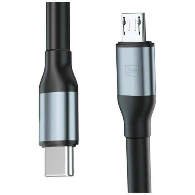 Kabel 3MK Hyper Cable N-SERIES USB-C do  Micro USB 3m QC 3.0 5V/2A 10W czarny - imagine 3