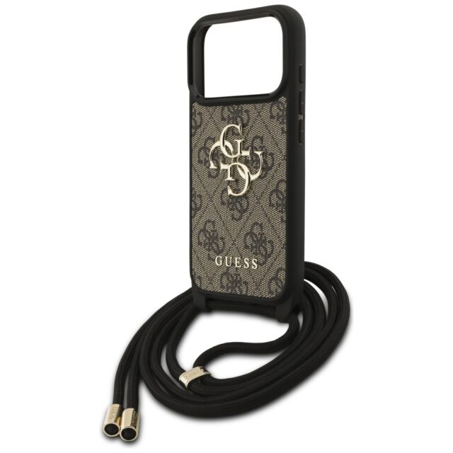 Case Guess 4G Big Logo Cord Stap         Crossbody for iPhone 17 Pro brown - imagine 5