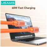 Cable USAMS U97 60W USB-C to USB-C handstrap 30cm tarnish - imagine 2