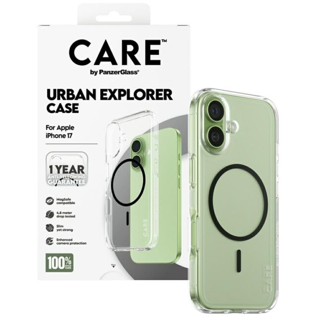 Case CARE by PanzerGlass Flagship Urban  Explorer w. Black MagSafe for iPhone 17 transparent - imagine 4