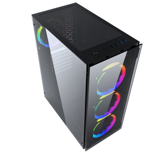 Gembird CCC-FC-1500RGB computer case Midi Tower Black  Transparent - imagine 4