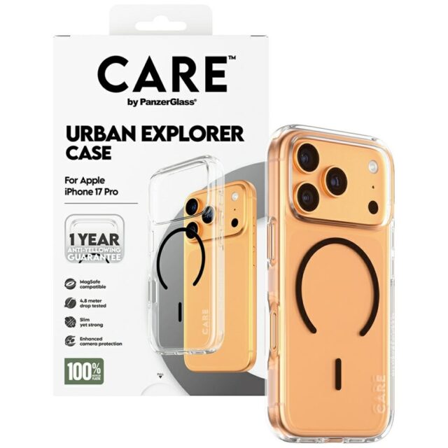Case CARE by PanzerGlass Flagship Urban Explorer w. Black MagSafe for iPhone 17 Pro transparent - imagine 4