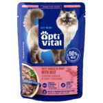 OptiVital szarpane kawałki dla kota z wołowiną w sosie 85g