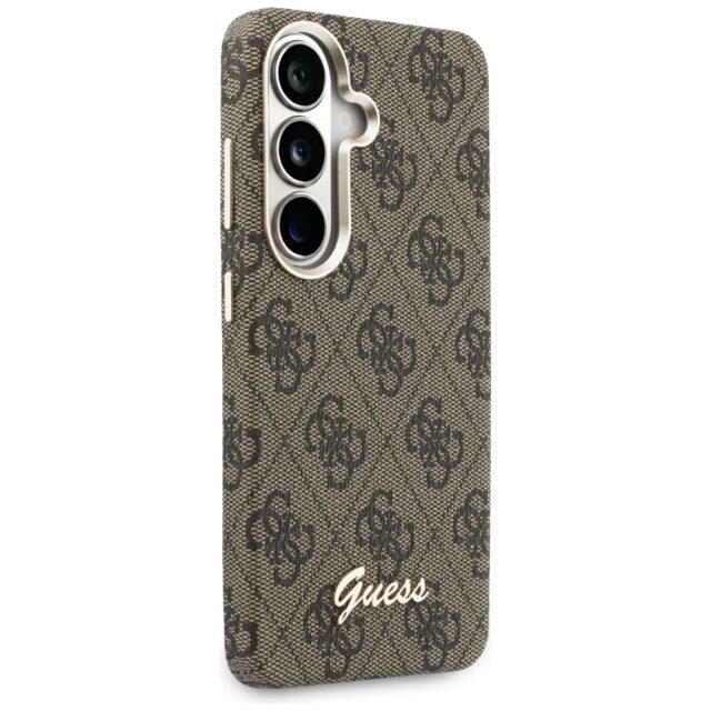 Guess PU 4G Script Metal Logo Magnetic Zadní Kryt pro Samsung Galaxy S26 Brown - imagine 5