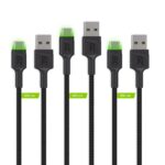 Green Cell Set 3x Ray USB-C 120cm Cable with green LED backlight  fast charging Ultra Charge  QC 3.0 - imagine 2