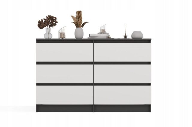 M6 MALWA CHEST OF DRAWERS 120 CM 6 DRAWERS ANTHRACITE/WHITE - imagine 5