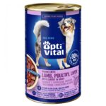 OptiVital puszka -soczyste kawałki dla dorosłych psów z jagnięciną i wątróbką drobiową w sosie 1250g