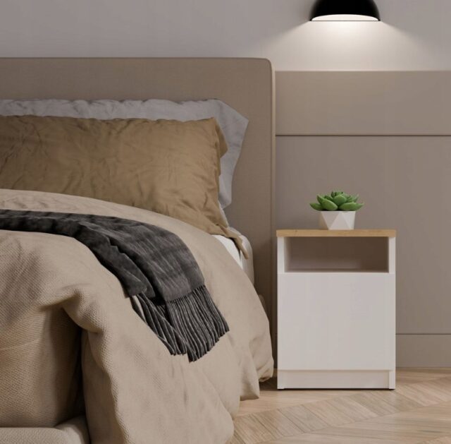 GALAX 30/1D WHITE/ARTISAN BEDSIDE TABLE - imagine 3