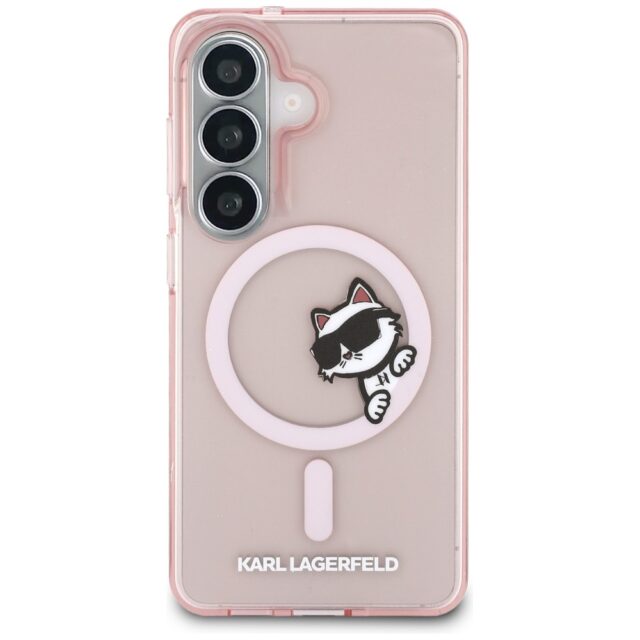 Case Karl Lagerfeld IML Peekaboo         Choupette MagSafe for Samsung Galaxy S26 pink - imagine 3
