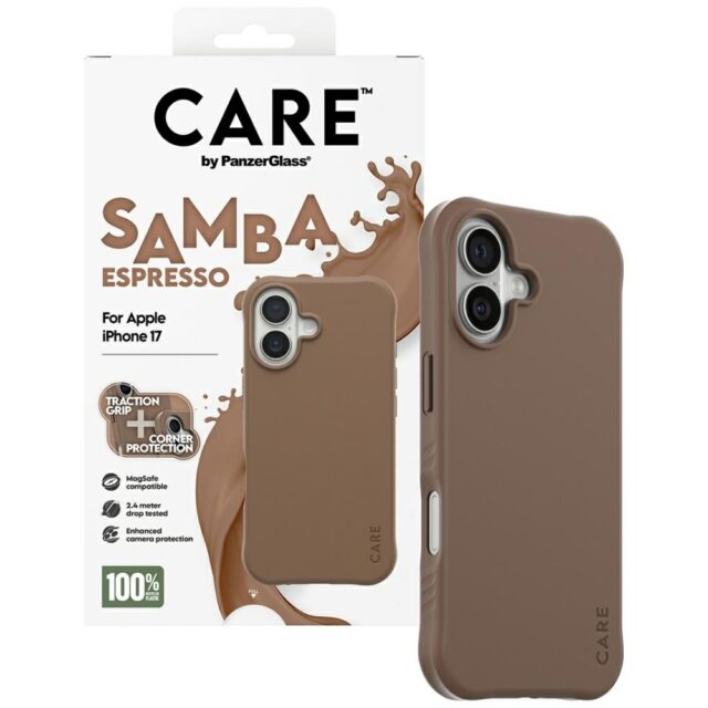Case CARE by PanzerGlass Fashionable Samba MagSafe for iPhone 17 espresso - imagine 4