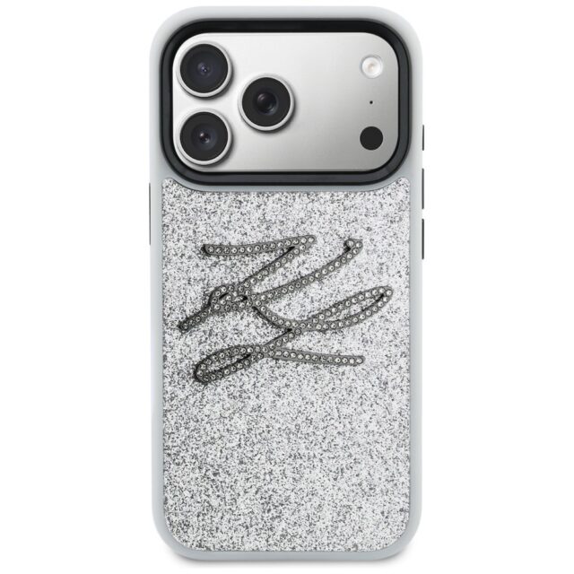 Etui Karl Lagerfeld IML Glitter KL        Diamond Logo do iPhone 17 Pro Max srebrny - imagine 3
