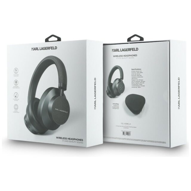 Over-Ear Headphones Karl Lagerfeld Saffiano Elongated Bluetooth ANC grey - imagine 6