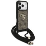 Case Guess 4G Big Logo Cord Stap         Crossbody for iPhone 17 Pro brown - imagine 3