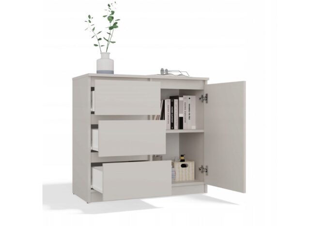 CHEST OF DRAWERS 1 DOOR 3 DRAWERS COLOUR CASHMERE - imagine 4