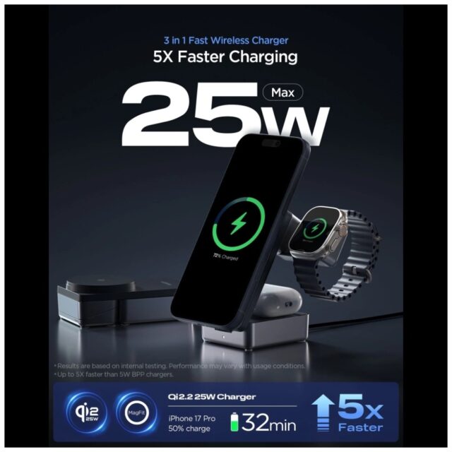 Ładowarka indukcyjna Spigen Essential     EF323MQ 3w1 25W Qi2.2 MagSafe czarny - imagine 7