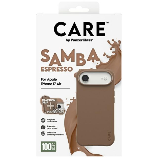Case CARE by PanzerGlass Fashionable Samba MagSafe for iPhone Air espresso - imagine 5