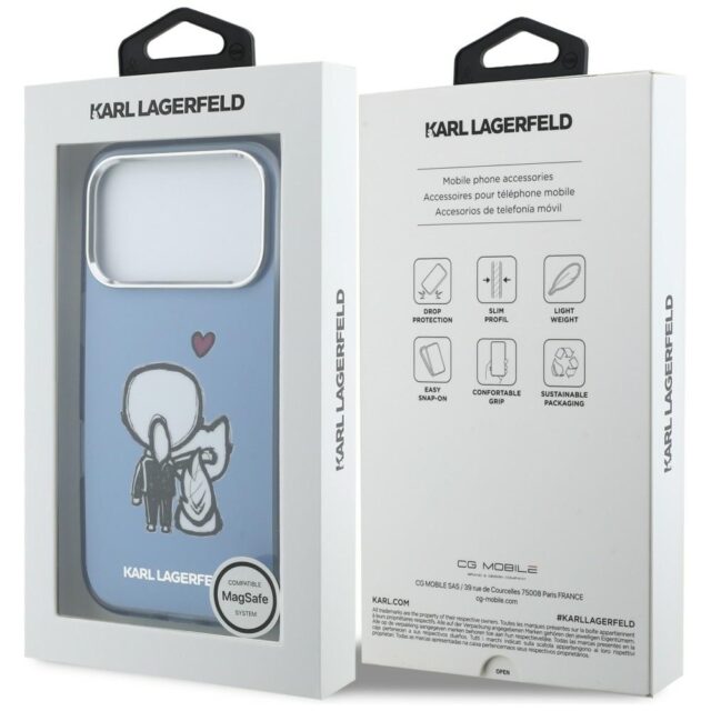 Etui Karl Lagerfeld Karl & Choupette      Back MagSafe do iPhone 17 Pro niebieski - imagine 8