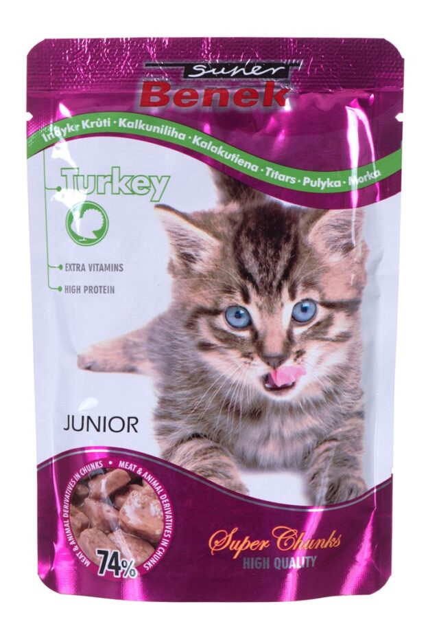 SUPER BENEK Junior Turkey - wet cat food - 100 g - imagine 2