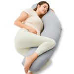 MOMCOZY PP001 J SHAPED PREGNANCY PILLOW JERSEY FABRIC LIGHT GREY