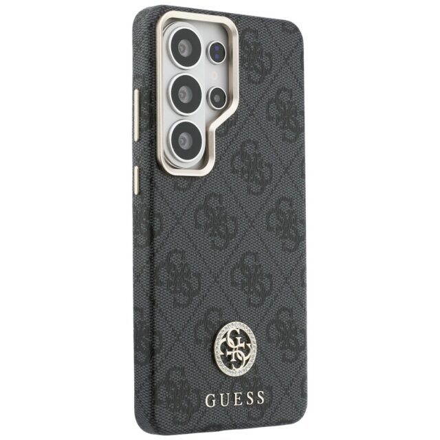 Guess PU Leather 4G Strass Logo Gold Frame Magnetic Zadní Kryt pro Samsung Galaxy S26 Ultra Black - imagine 5