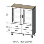 Cama display cabinet LOTTA 2D4D white + sonoma oak