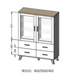 Cama display cabinet LOTTA 2D4D white + sonoma oak