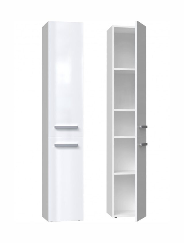 Bathroom cabinet NEL II 31x30x174 cm  white  glossy - imagine 3