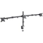Manhattan TV & Monitor Mount  Desk  Double-Link Arms  3 screens  Screen Sizes: 10-27   Black  Clamp Assembly  Triple Screen  VESA 75x75 to 100x100mm  Max 7kg (each)  Lifetime Warranty - imagine 3