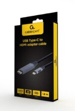 Gembird CC-USB3C-HDMI-01-6 video cable adapter 1.8 m USB Type-C HDMI Type A (Standard) Black  Grey - imagine 2