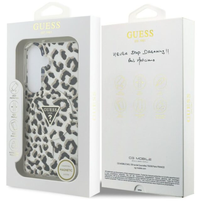 Case Guess IML Leopard Print Triangle    MagSafe for Samsung Galaxy S26 black - imagine 8